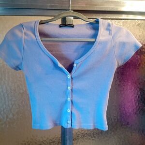 Brandy Melville Lavender Cap Sleeve Zelly Crop Top